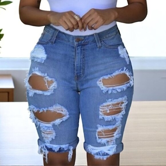 Blue Denim Women Bermuda Shorts - Picture 5 of 5